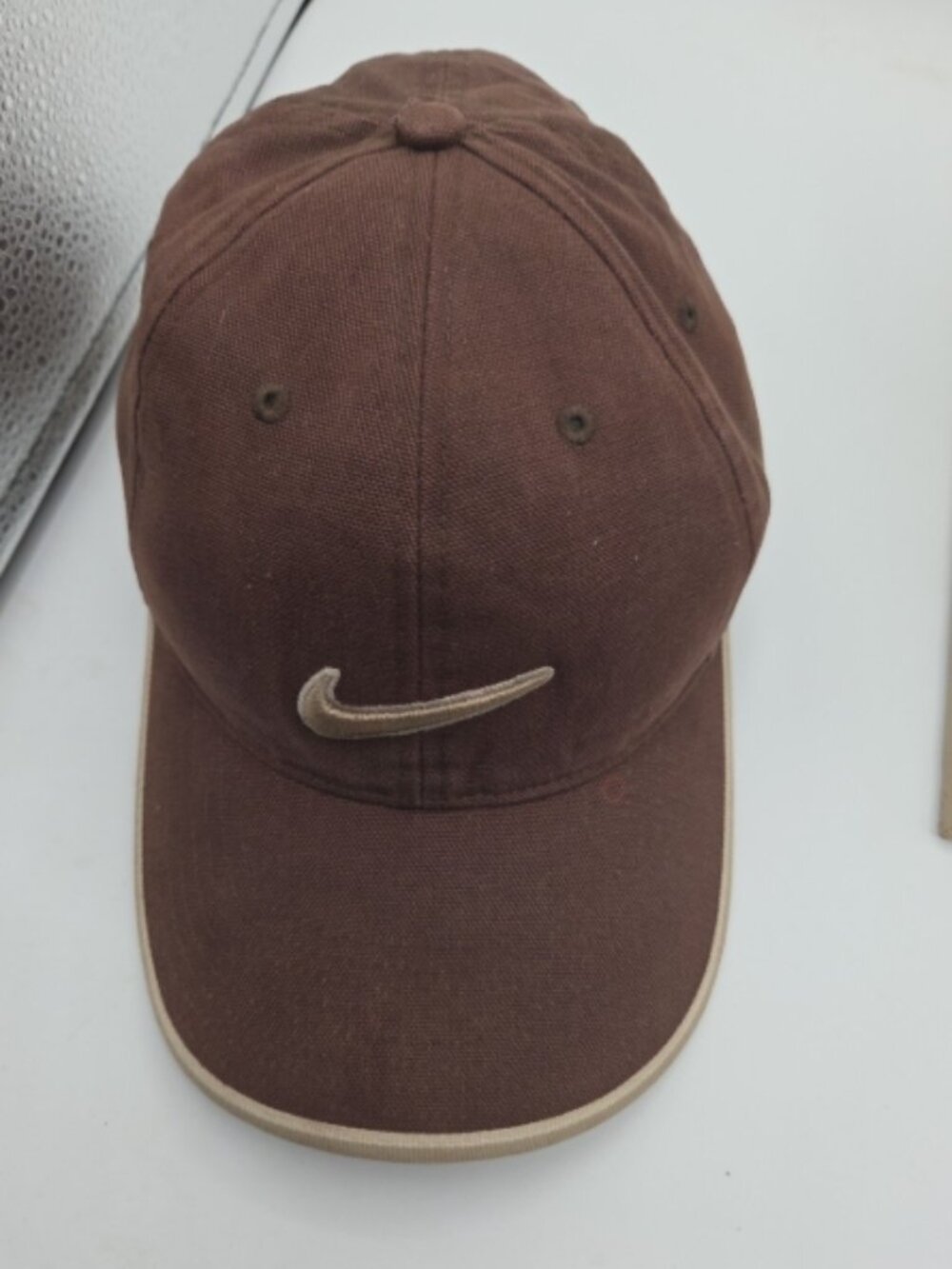 Nike Brown Strapback Hat Canvas Swoosh Logo Adjustable Cap - Picture 7 of 8
